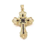 Brass Micro Pave Black Cubic Zirconia Pendants