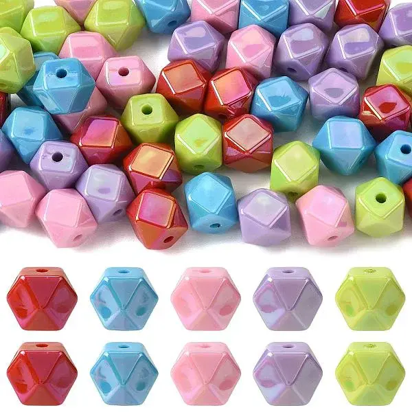 50Pcs 5 Colors UV Plating Opaque Acrylic Beads