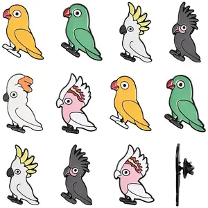 12Pcs 6 Styles Parrot Enamel Pins
