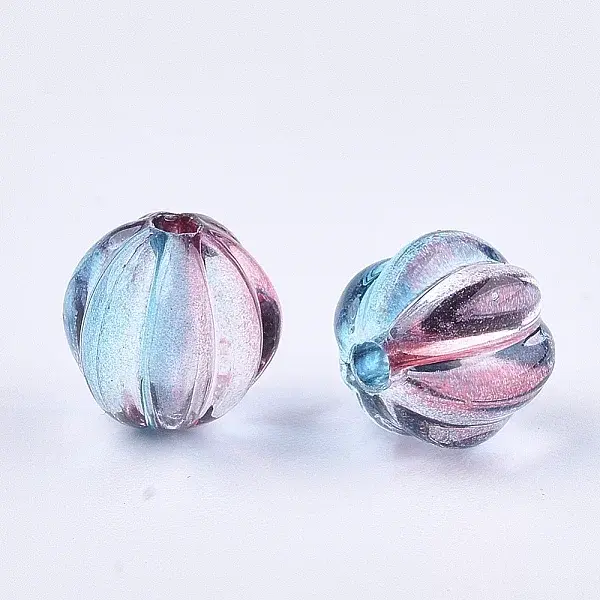 Two Tone Transparent Spray Painted Acrylic Corrugated Beads