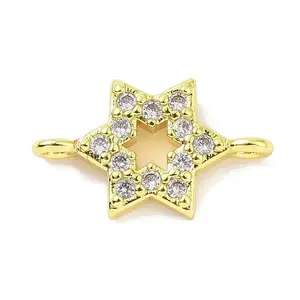 Golden Brass Micro Pave Cubic Zirconia Connector Charms