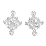 Brass Pave Clear Cubic Zirconia Connector Charms