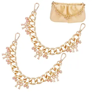 2Pcs Alloy Enamel Pink Bowknot Charm Aluminum Bag Decorative Chains