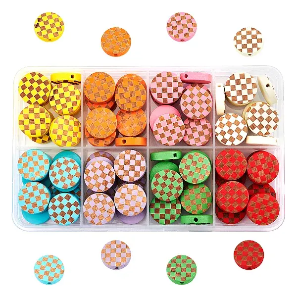 Painted Natural Wood Beads