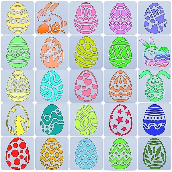 Easter PET Plastic Hollow Out Drawing Painting Stencils Templates