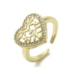 Rack Plating Brass with Clear Cubic Zirconia Cuff Rings
