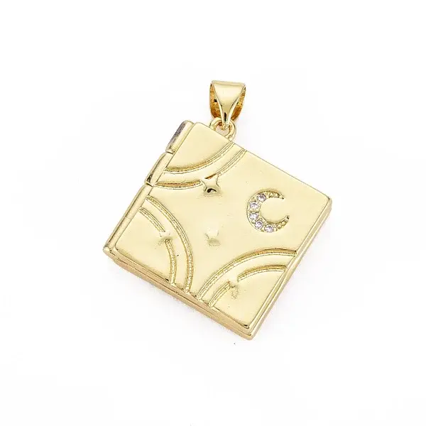 Brass Micro Pave Clear Cubic Zirconia Diffuser Locket Pendants for Teachers' Day