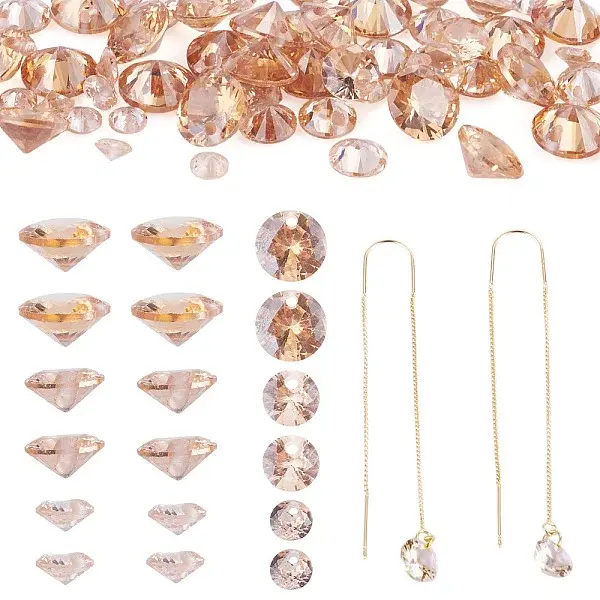 60Pcs 3 Styles Cubic Zirconia Charms