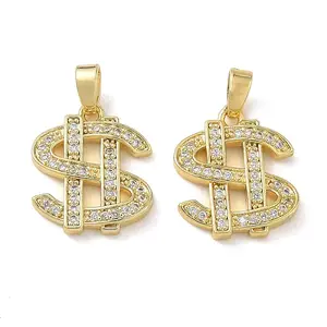 Brass Micro Pave Clear Cubic Zirconia Pendants