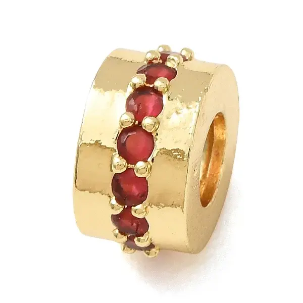 Brass Micro Pave Cubic Zirconia European Beads