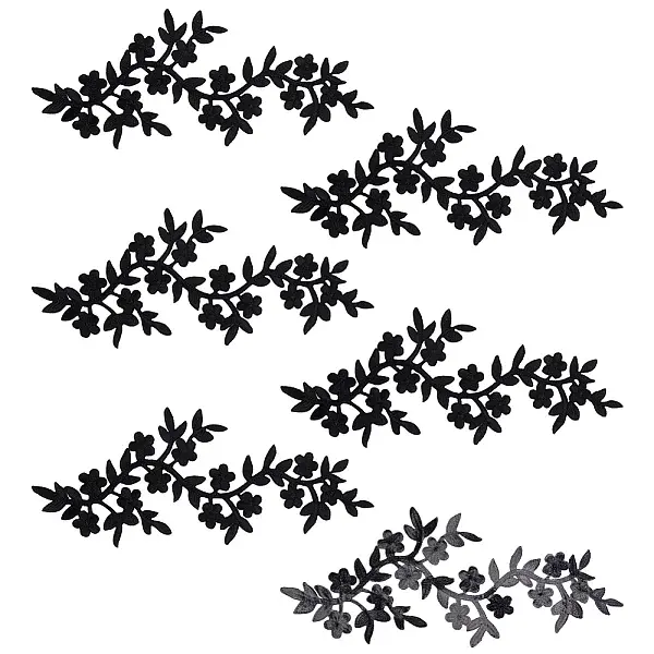 6Pcs Flower Embroider Thread Iron on/Sew On Patches