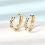 Twist Brass Micro Pave Cubic Zirconia Hoop Earrings