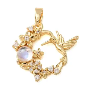 Brass Micro Pave Clear Cubic Zirconia Pendants