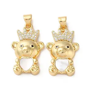 Brass Micro Pave Clear Cubic Zirconia Pendants