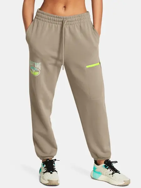 Světle hnědé tepláky Under Armour Pjt Rck Q1 HW Terry Pant