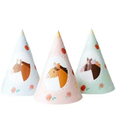 Čepičky papírové Koník 6 ks 16 cm, mix