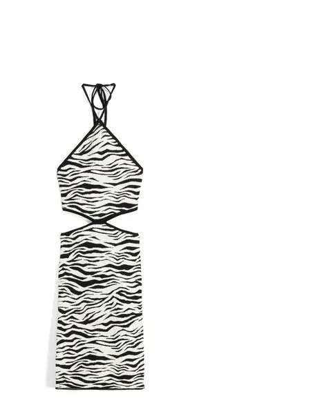 Bershka Pletené šaty  čierna / biela