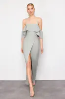 Trendyol Mint Flounce Woven Long Evening Dress