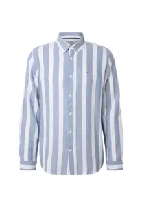 INDICODE JEANS Košeľa 'Donuld'  modrá melírovaná / šedobiela