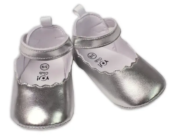 YO ! Kojenecké capáčky, balerínky na suchý zip, stříbrné