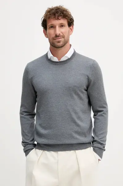 Vlněný svetr BOSS Botto-L pánský, černá barva