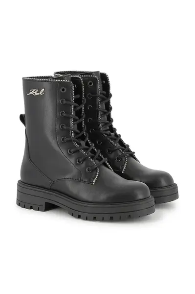 Dětské kožené boty Karl Lagerfeld černá barva, Z30983