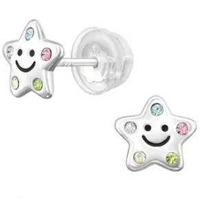 SILVER Dětské stříbrné náušničky Star Smile premium