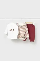 Kojenecká tepláková souprava Mayoral Newborn 3-pack červená barva, 2623