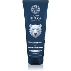 Natura Siberica Arctic Wild Northern Power mycí gel na vlasy, vousy a tělo pro muže 200 ml