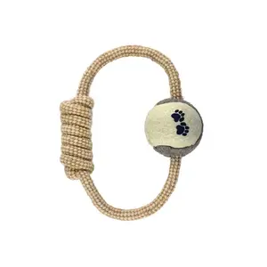 IMAC Přetahovadlo pro psy kruhové s tenisovým míčkem 20 cm jutové