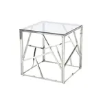 Livetastic ODKLÁDACÍ STOLEK, čiré, barvy stříbra