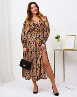 Resti Camel patterned women's maxi dress