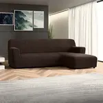 Bielastické potahy COSTINA tabáková sedačka s otomanem vpravo (š. 170 - 300 cm)