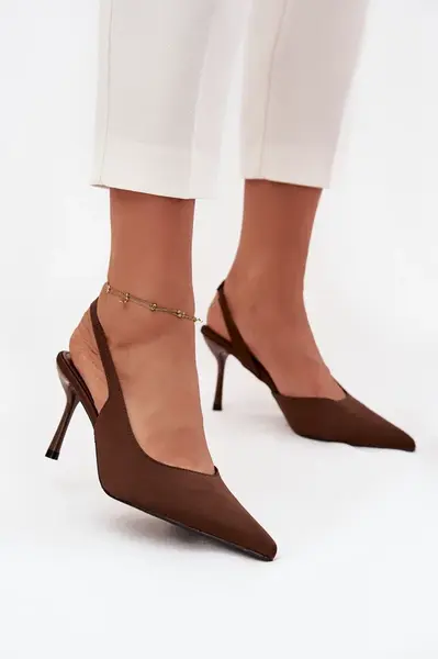 Dámské lodičky s otevřenou patou, čokoládové