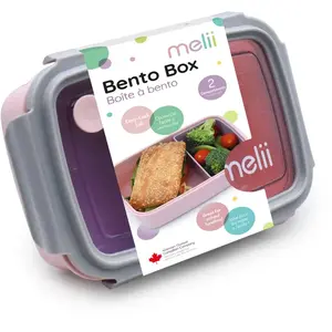 Melii Bento Box svačinový box Pink, Purple, Gray 880 ml
