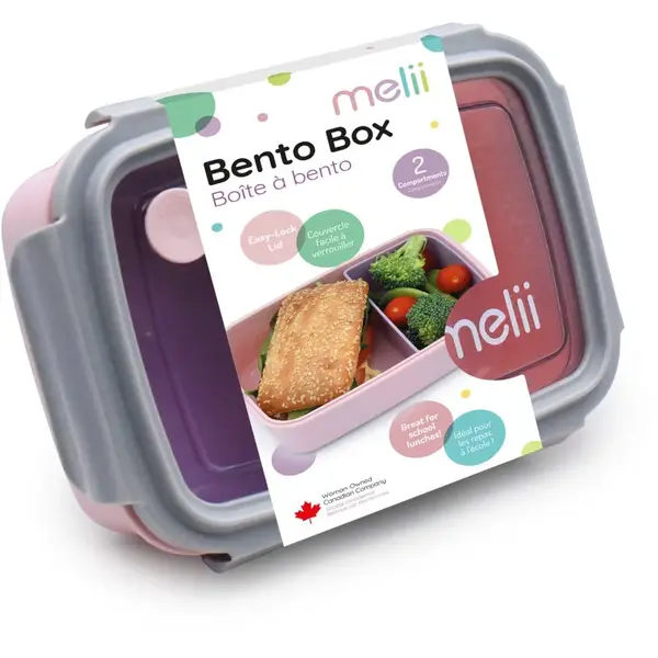 Melii Bento Box svačinový box Pink, Purple, Gray 880 ml