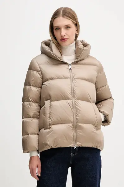 Péřová bunda Hetrego ARINA hnědá barva, zimní, oversize, 8P600