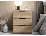 Noční stolek se 3 zásuvkami Smilla, výška 61 cm, dub mauvella