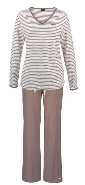 H.I.S Pyžamo  tmavošedá / biela