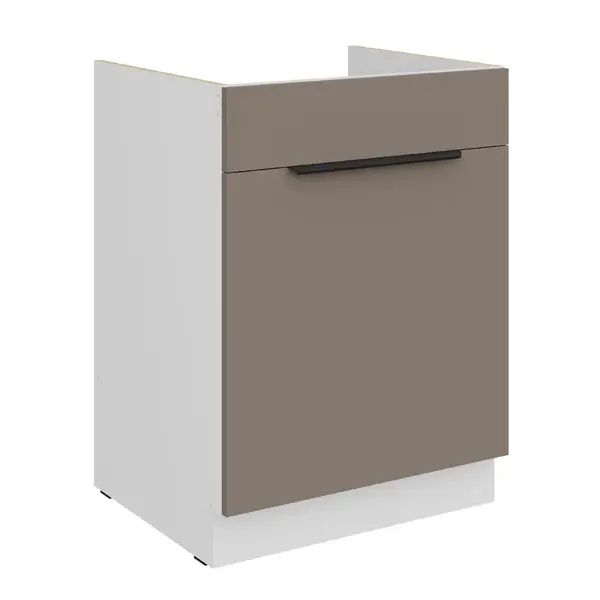 Spodní skříňka pod dřez Aria 60 ZL 1S BB - Premium Box Barva korpusu: Bílá, Barva dvířek: TA - Sandgrau AFM