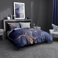 Saténové ložní povlečení MINERÁLY tmavě modré