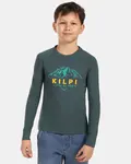 Chlapecké bavlněné tričko s dlouhým rukávem kilpi verati-jb tmavě zelená 146