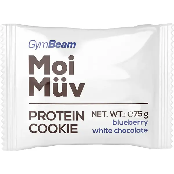 GymBeam MoiMüv Protein Cookie proteinová sušenka příchuť Blueberry & White Chocolate 75 g