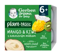 GERBER Organic 100% rostlinný dezert mango a kiwi s kokosovým mlékem 4 x 90 g