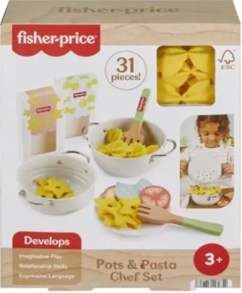 Fisher Price dřevěná hrnce a pánve - Fisher Price (JFG14)