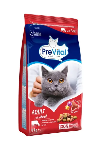 PreVital Adult suché krmivo pre mačky - hovädzie 8 kg