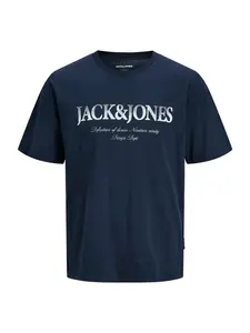 JACK & JONES Tričko 'JJDevin Daytona'  námornícka modrá / biela