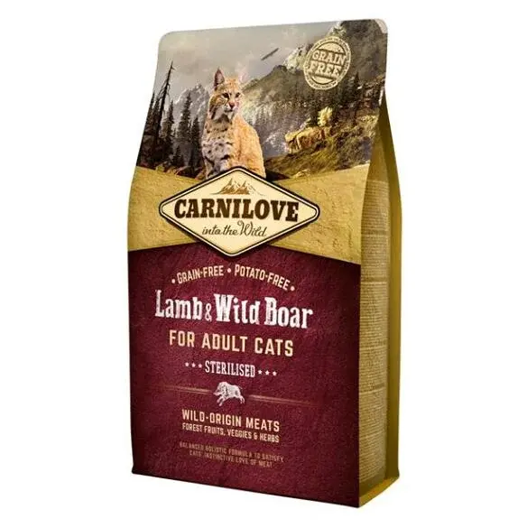 CARNILOVE  Lamb & Wild Boar Grain Free granule pro kastrované kočky, Hmotnost balení: 2 kg