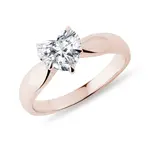 Prsten z růžového zlata s lab grown diamantem ve tvaru srdce KLENOTA