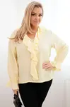 Kesi Dámská viskózová blůza Plus Size s volánem a ozdobnou broží žlutá